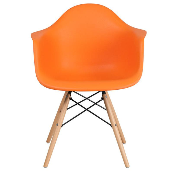 Flash Furniture Alonza Series Orange Plastic Chair with Wood Base - FH-132-DPP-OR-GG