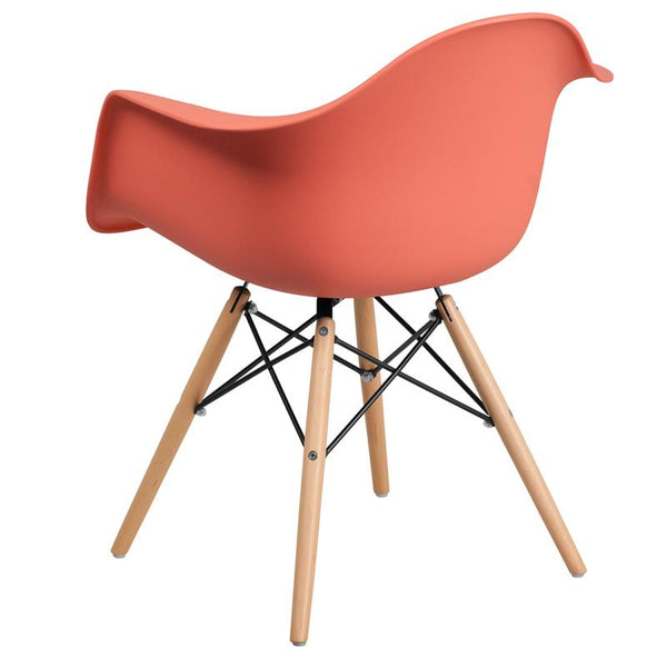 Flash Furniture Alonza Series Peach Plastic Chair with Wood Base - FH-132-DPP-PE-GG