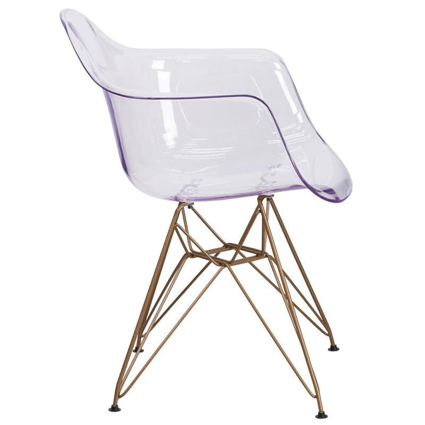 Flash Furniture Alonza Series Transparent Side Chair with Gold Base - FH-132-CPC1-GG