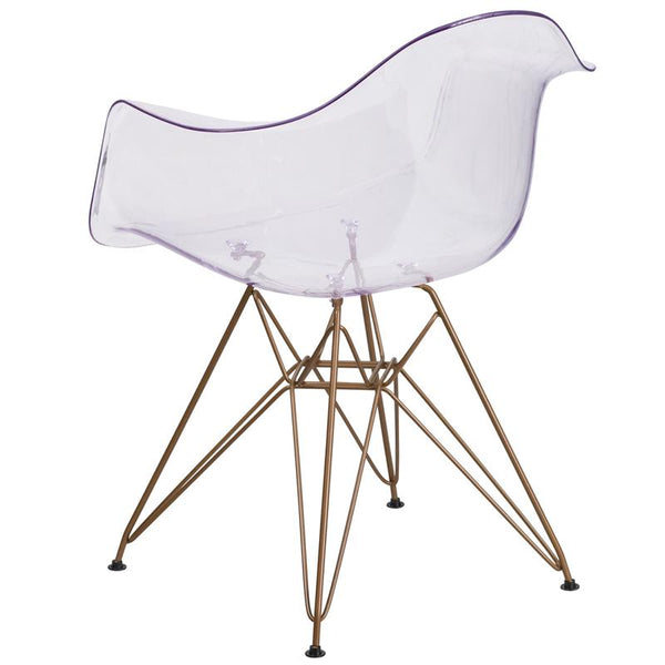 Flash Furniture Alonza Series Transparent Side Chair with Gold Base - FH-132-CPC1-GG