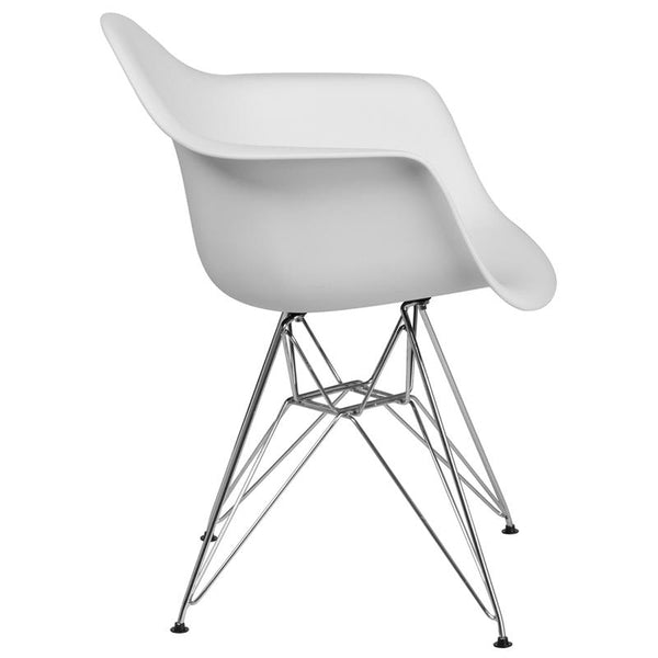 Flash Furniture Alonza Series White Plastic Chair with Chrome Base - FH-132-CPP1-WH-GG