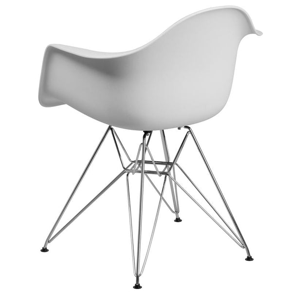 Flash Furniture Alonza Series White Plastic Chair with Chrome Base - FH-132-CPP1-WH-GG