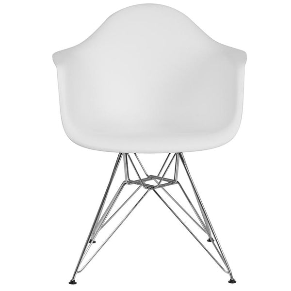 Flash Furniture Alonza Series White Plastic Chair with Chrome Base - FH-132-CPP1-WH-GG