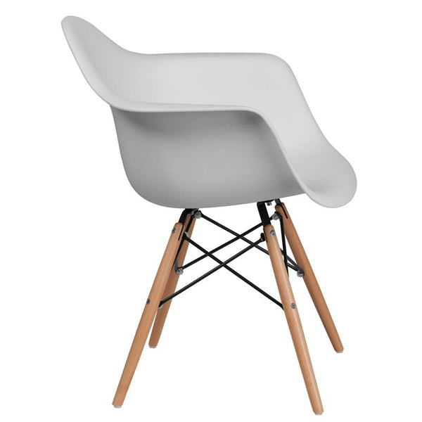 Flash Furniture Alonza Series White Plastic Chair with Wood Base - FH-132-DPP-WH-GG