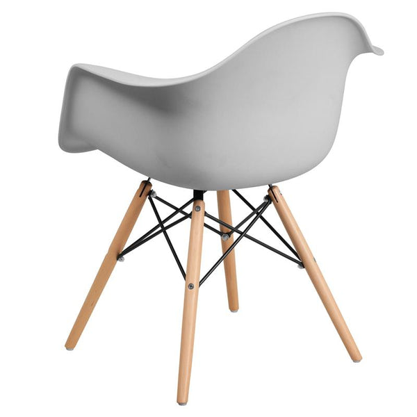 Flash Furniture Alonza Series White Plastic Chair with Wood Base - FH-132-DPP-WH-GG