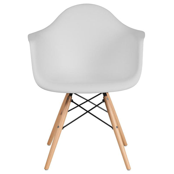 Flash Furniture Alonza Series White Plastic Chair with Wood Base - FH-132-DPP-WH-GG