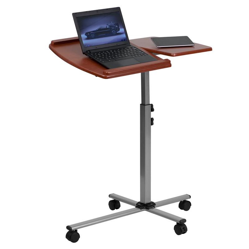 Flash Furniture Angle and Height Adjustable Mobile Laptop Computer Table with Cherry Top - NAN-JN-2762-GG