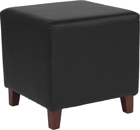 Flash Furniture Ascalon Upholstered Ottoman Pouf in Black Leather - QY-S09-BKL-GG