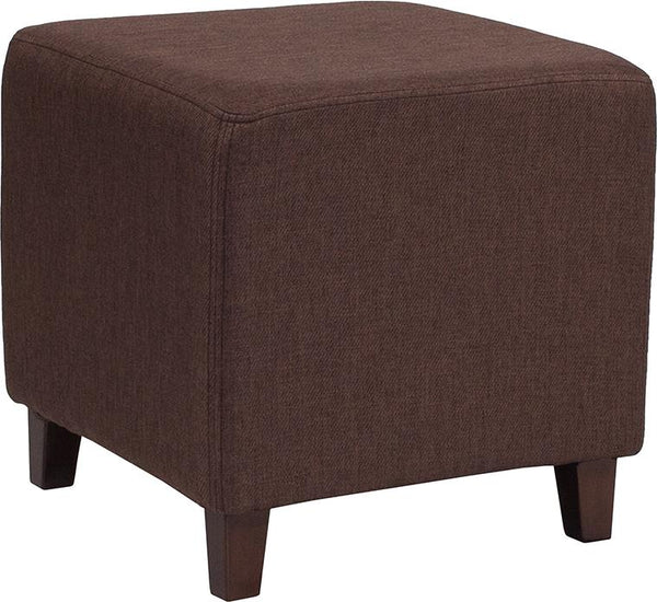 Flash Furniture Ascalon Upholstered Ottoman Pouf in Brown Fabric - QY-S09-BRN-GG