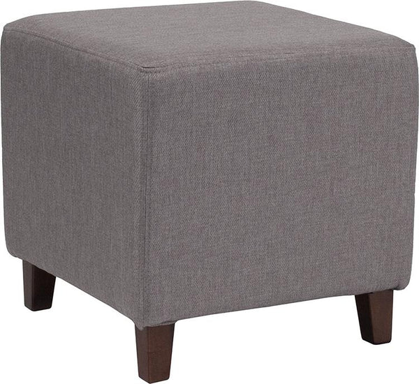 Flash Furniture Ascalon Upholstered Ottoman Pouf in Light Gray Fabric - QY-S09-LGY-GG