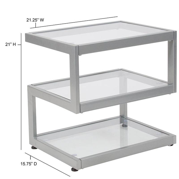 Flash Furniture Ashmont Collection Glass End Table with Contemporary Steel Design - NAN-JH-1736-GG