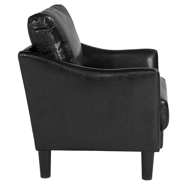 Flash Furniture Asti Upholstered Chair in Black Leather - SL-SF915-1-BLK-GG