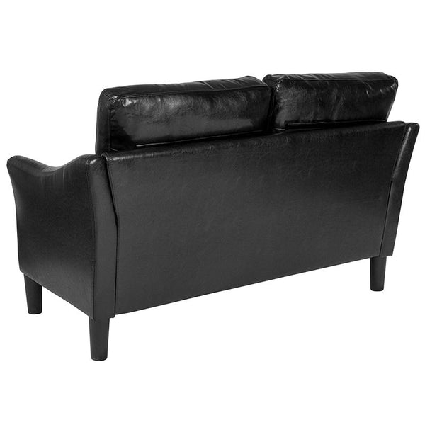 Flash Furniture Asti Upholstered Loveseat in Black Leather - SL-SF915-2-BLK-GG