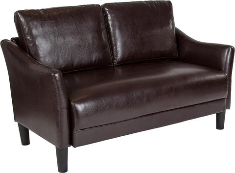 Flash Furniture Asti Upholstered Loveseat in Brown Leather - SL-SF915-2-BRN-GG