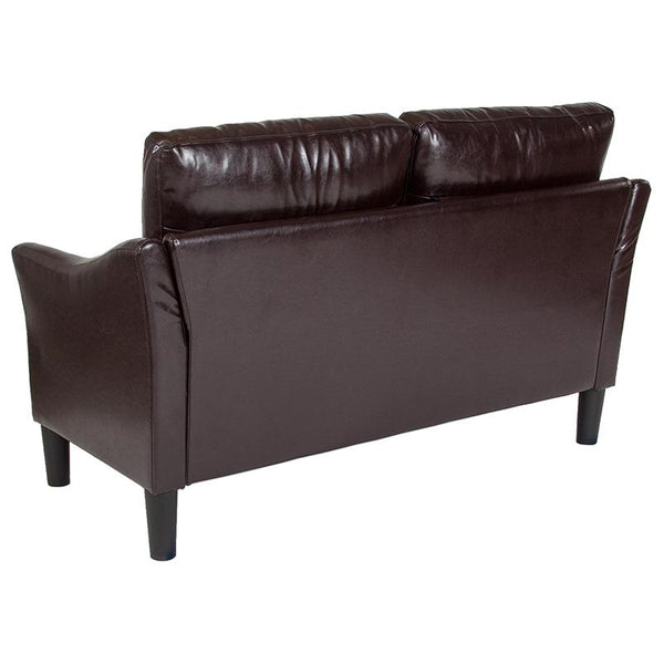 Flash Furniture Asti Upholstered Loveseat in Brown Leather - SL-SF915-2-BRN-GG