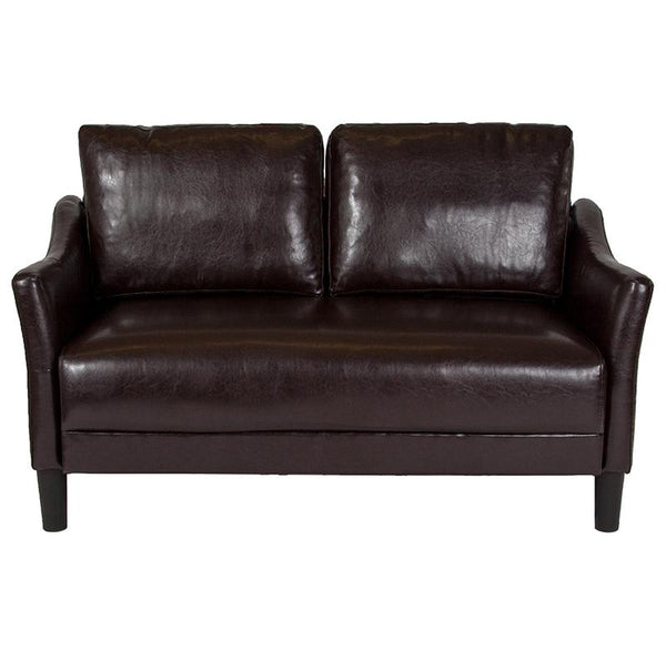 Flash Furniture Asti Upholstered Loveseat in Brown Leather - SL-SF915-2-BRN-GG