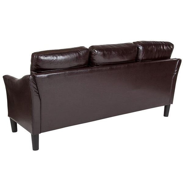 Flash Furniture Asti Upholstered Sofa in Brown Leather - SL-SF915-3-BRN-GG