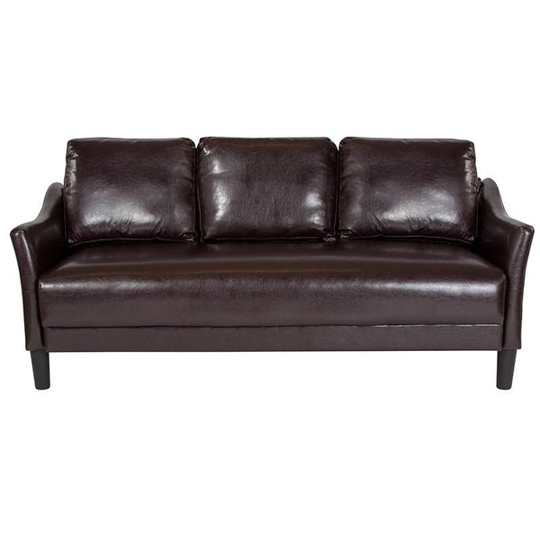 Flash Furniture Asti Upholstered Sofa in Brown Leather - SL-SF915-3-BRN-GG