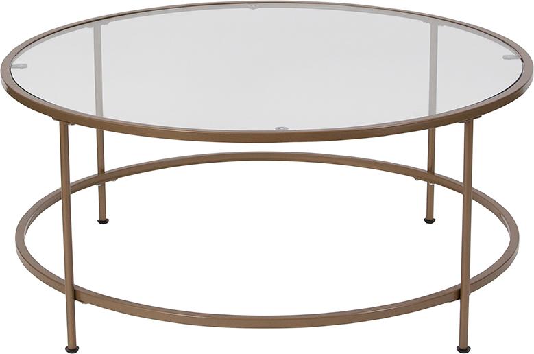 Flash Furniture Astoria Collection Glass Coffee Table with Matte Gold Frame - NAN-JN-21750CT-GG