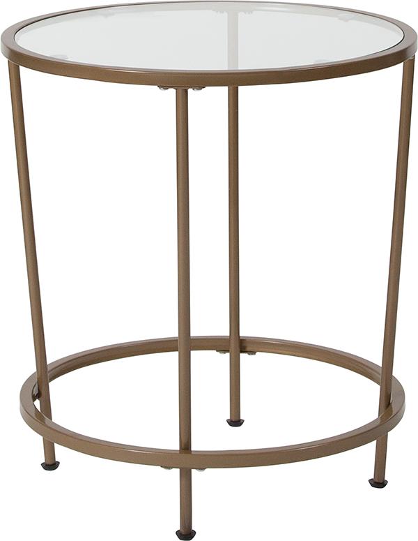 Flash Furniture Astoria Collection Glass End Table with Matte Gold Frame - NAN-JN-21750ET-GG