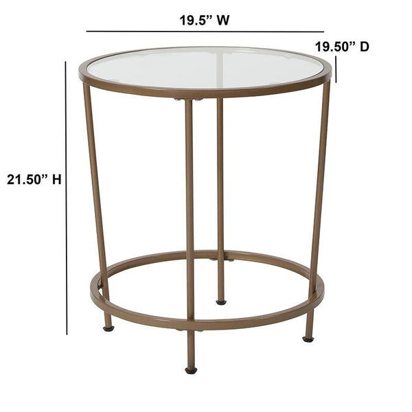 Flash Furniture Astoria Collection Glass End Table with Matte Gold Frame - NAN-JN-21750ET-GG