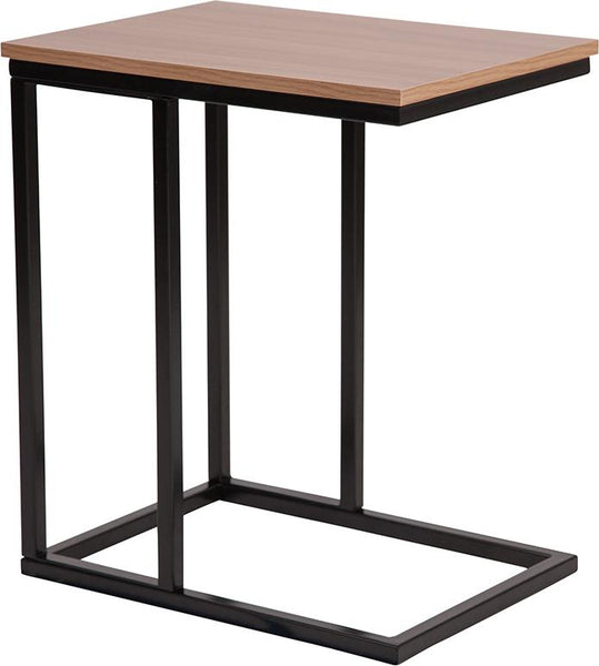 Flash Furniture Aurora Rustic Wood Grain Finish Side Table with Black Metal Cantilever Base - NAN-ST6819-GG