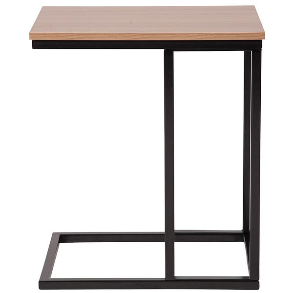 Flash Furniture Aurora Rustic Wood Grain Finish Side Table with Black Metal Cantilever Base - NAN-ST6819-GG