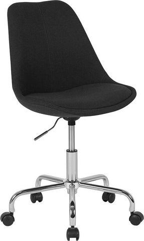 Flash Furniture Aurora Series Mid-Back Black Fabric Task Chair with Pneumatic Lift and Chrome Base - CH-152783-BK-GG