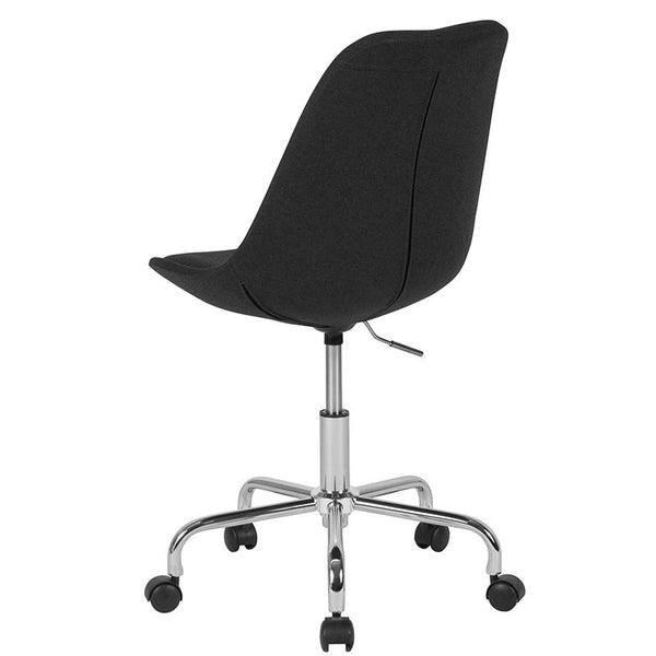 Flash Furniture Aurora Series Mid-Back Black Fabric Task Chair with Pneumatic Lift and Chrome Base - CH-152783-BK-GG