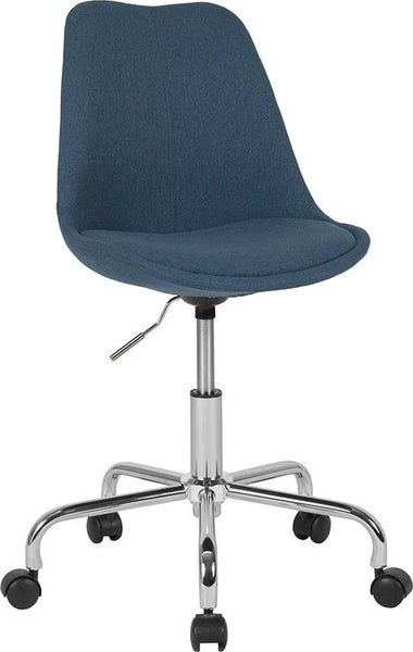 Flash Furniture Aurora Series Mid-Back Blue Fabric Task Chair with Pneumatic Lift and Chrome Base - CH-152783-BL-GG