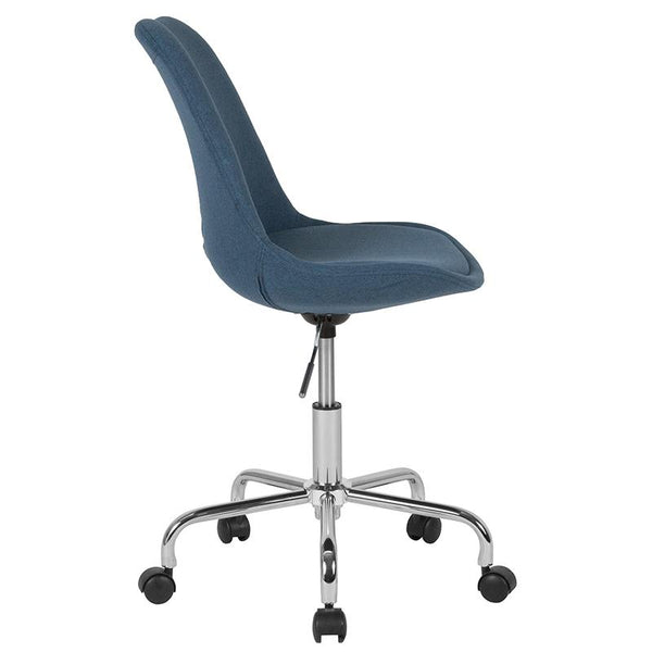 Flash Furniture Aurora Series Mid-Back Blue Fabric Task Chair with Pneumatic Lift and Chrome Base - CH-152783-BL-GG