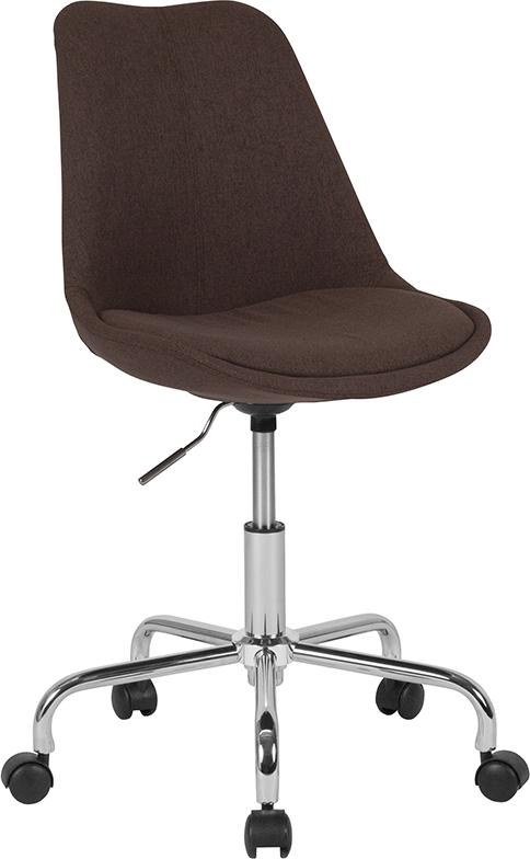 Flash Furniture Aurora Series Mid-Back Brown Fabric Task Chair with Pneumatic Lift and Chrome Base - CH-152783-BN-GG