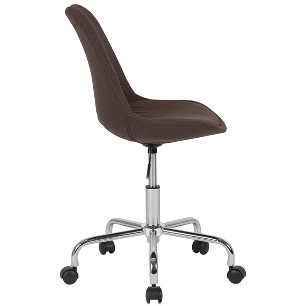 Flash Furniture Aurora Series Mid-Back Brown Fabric Task Chair with Pneumatic Lift and Chrome Base - CH-152783-BN-GG