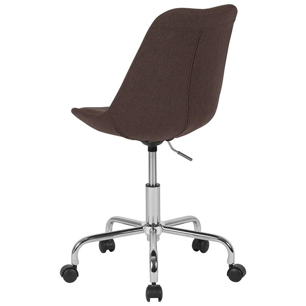 Flash Furniture Aurora Series Mid-Back Brown Fabric Task Chair with Pneumatic Lift and Chrome Base - CH-152783-BN-GG