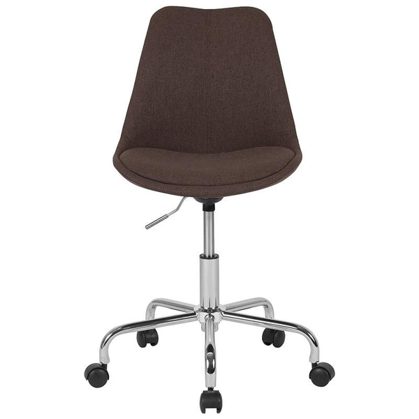 Flash Furniture Aurora Series Mid-Back Brown Fabric Task Chair with Pneumatic Lift and Chrome Base - CH-152783-BN-GG