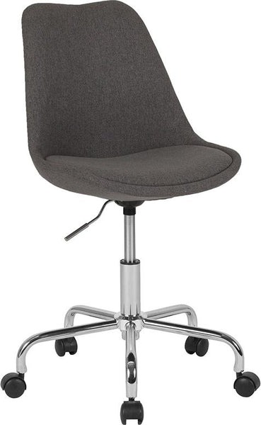 Flash Furniture Aurora Series Mid-Back Dark Gray Fabric Task Chair with Pneumatic Lift and Chrome Base - CH-152783-DKGY-GG