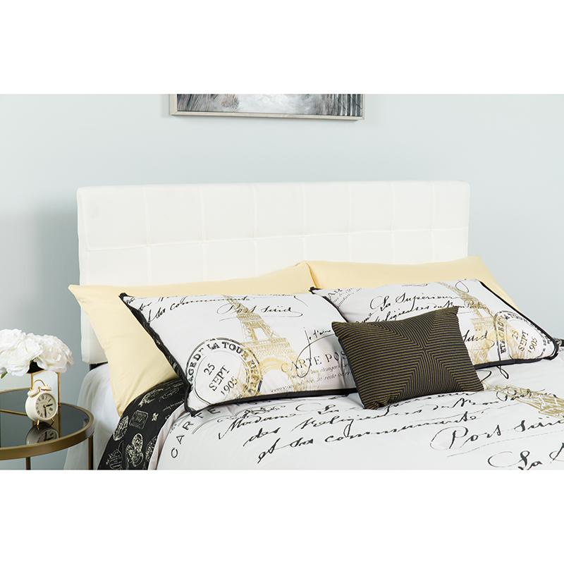 Flash Furniture Bedford Tufted Upholstered Full Size Headboard in White Fabric - HG-HB1704-F-W-GG