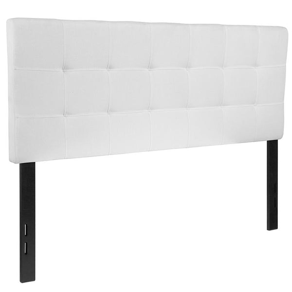 Flash Furniture Bedford Tufted Upholstered Full Size Headboard in White Fabric - HG-HB1704-F-W-GG