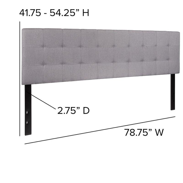 Flash Furniture Bedford Tufted Upholstered King Size Headboard in Light Gray Fabric - HG-HB1704-K-LG-GG