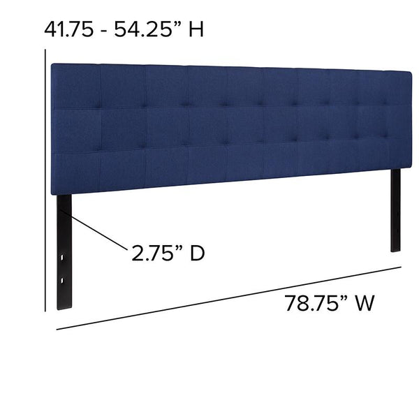 Flash Furniture Bedford Tufted Upholstered King Size Headboard in Navy Fabric - HG-HB1704-K-N-GG