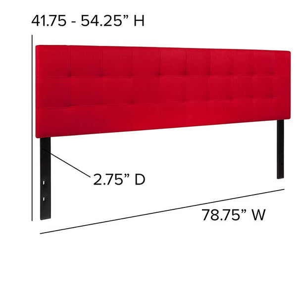 Flash Furniture Bedford Tufted Upholstered King Size Headboard in Red Fabric - HG-HB1704-K-R-GG
