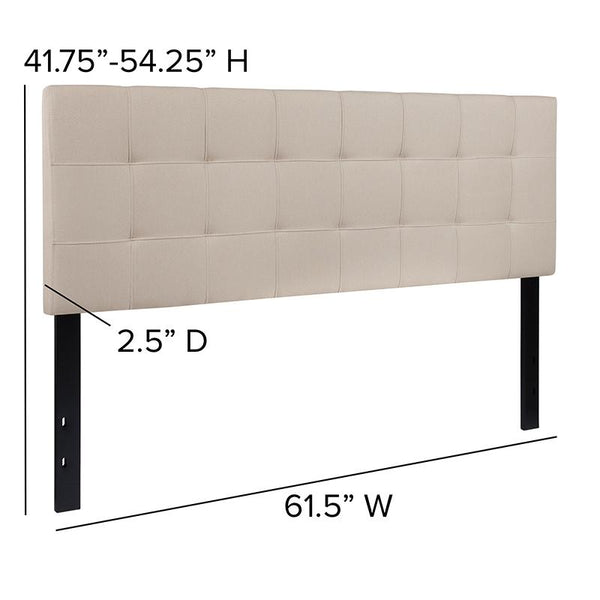 Flash Furniture Bedford Tufted Upholstered Queen Size Headboard in Beige Fabric - HG-HB1704-Q-B-GG