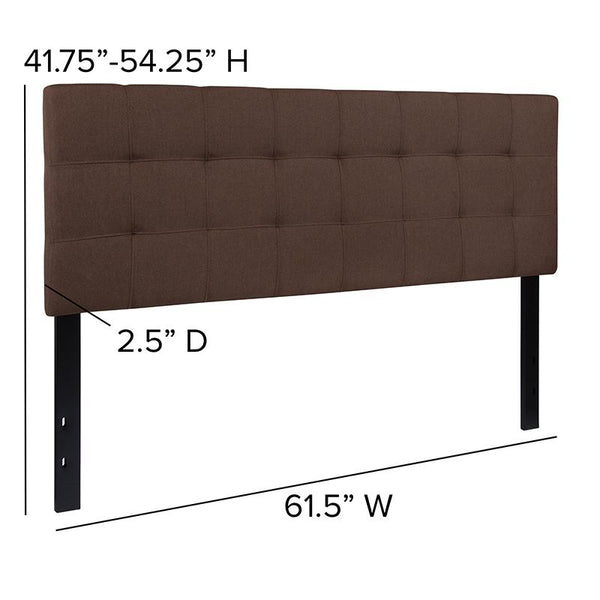 Flash Furniture Bedford Tufted Upholstered Queen Size Headboard in Dark Brown Fabric - HG-HB1704-Q-DBR-GG