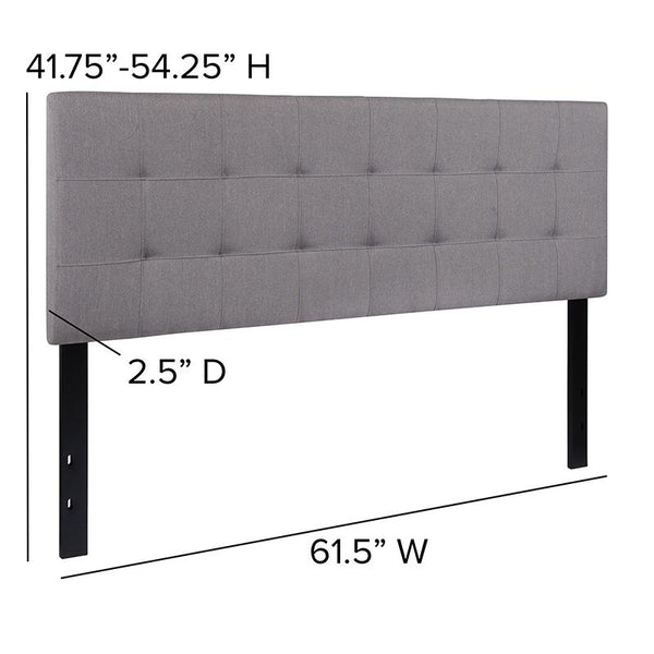 Flash Furniture Bedford Tufted Upholstered Queen Size Headboard in Light Gray Fabric - HG-HB1704-Q-LG-GG