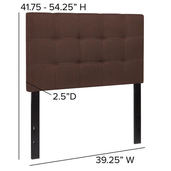 Flash Furniture Bedford Tufted Upholstered Twin Size Headboard in Dark Brown Fabric - HG-HB1704-T-DBR-GG