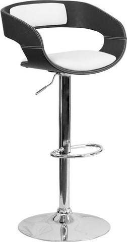 Flash Furniture Bentwood Two Tone Black & White Vinyl Adjustable Height Barstool - SD-2207-GG