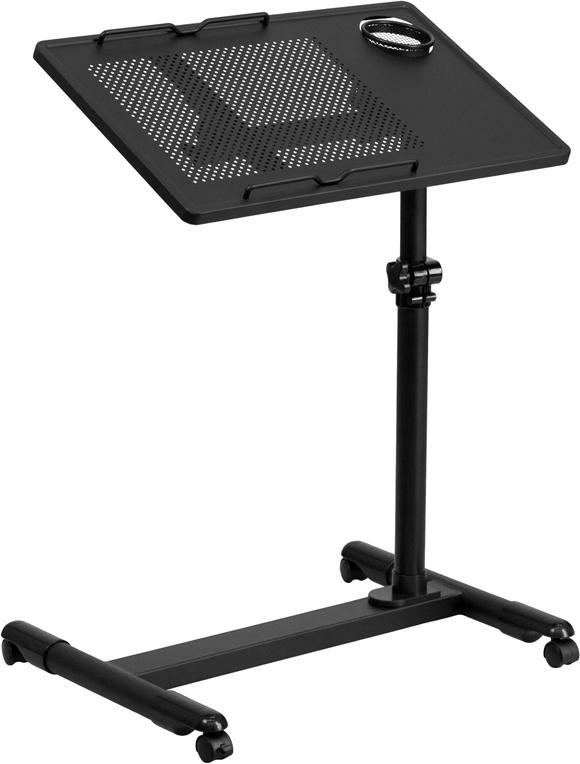 Flash Furniture Black Adjustable Height Steel Mobile Computer Desk - NAN-JG-06B-BK-GG