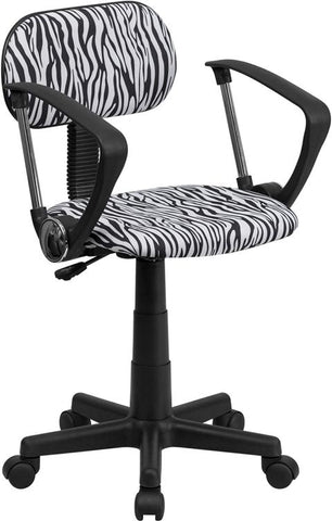 Flash Furniture Black and White Zebra Print Swivel Task Chair with Arms - BT-Z-BK-A-GG