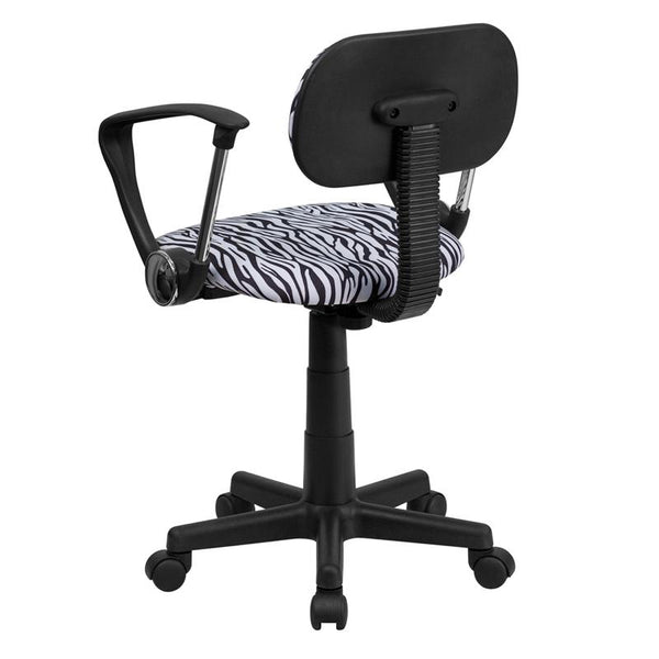 Flash Furniture Black and White Zebra Print Swivel Task Chair with Arms - BT-Z-BK-A-GG
