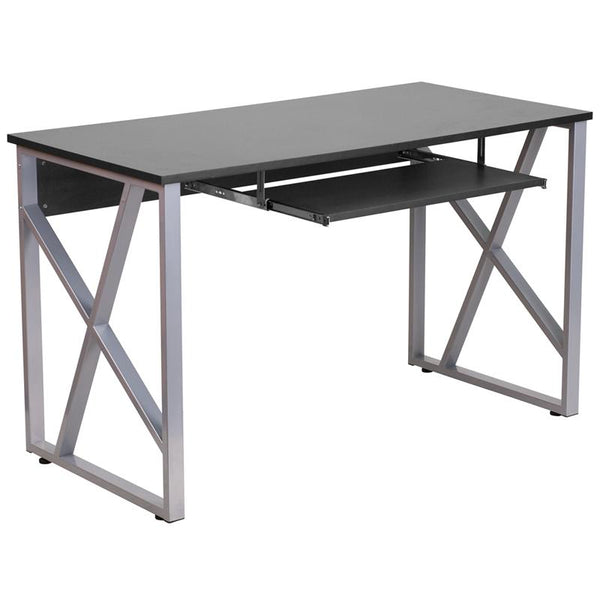 Flash Furniture Black Computer Desk with Pull-Out Keyboard Tray and Cross-Brace Frame - NAN-WK-004-GG